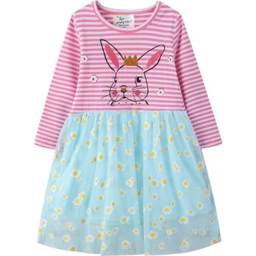 Kids Autumn Winter Dresses for Girls Rabbit Sequins Princess Dress Girls Long Sleeve Party Vestidos Baby Girl Children Clothing