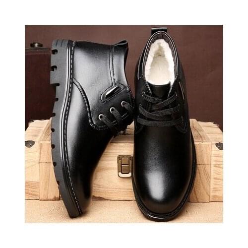 EUR 38-44 2016 Hot New Fashion Men Boots Winter new Warm Men snow boots Genuine Leather Shoes Mens Flats Wool high cotton boots
