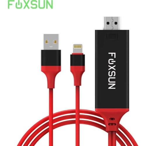 FOXSUN for Lightning to HDMI-compatible Cable Adapter iPhone Lightning Digital AV Adapter 1080P Converter for iPhone 8/7/6