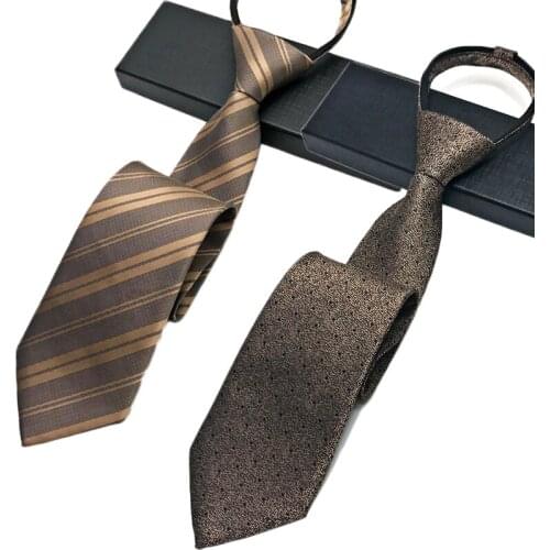 Brand New 8CM Wide Striped Zipper Tie For Men High Quality Gentleman Business Suit Necktie Work Party Wedding With Gift Box