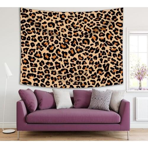 Tapestry Leopard Pattern Animal Print African Wildlife Nature Fashion Theme Decorative Black Orange Beige