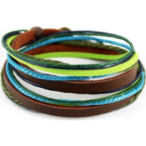 HOt Sale Fashion Jewelry Vintage Wrap Mens Bracelet Charm Leather Multilayer Bracelets For Women And Men