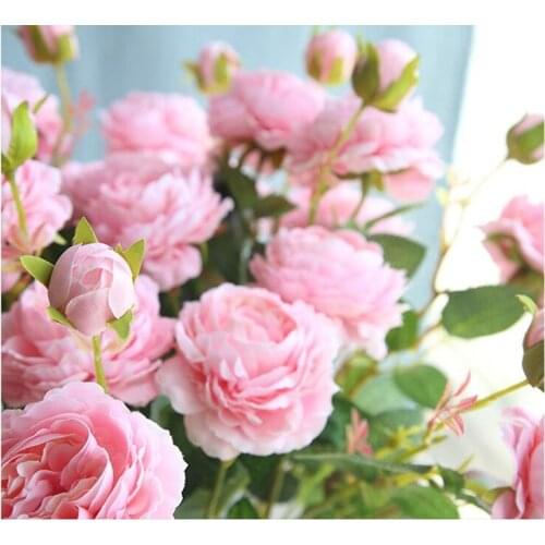 61cm Artificial Flower Rose Silk Mariage Birthday Party Western Rose Wedding Flowers Ranunculus Asiaticus Branch Home Decor