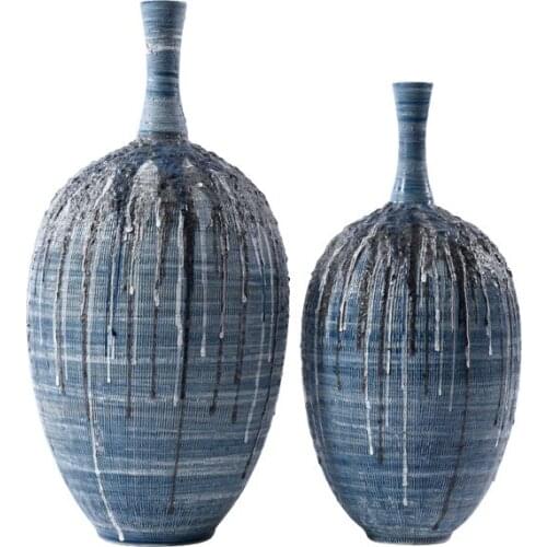 Handmade Ceramic Art Vase Decoration Living Room Showcase Soft Decoration Narrow Mouth Decorative Flowerpot