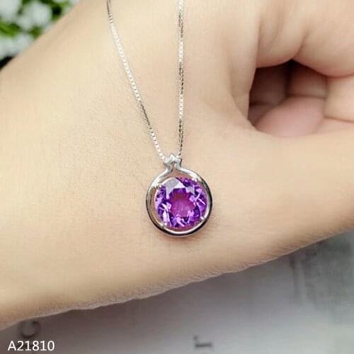 KJJEAXCMY boutique jewels 925 pure silver inlaid Natural Amethyst Necklace + pendant female style fire colored jewelry