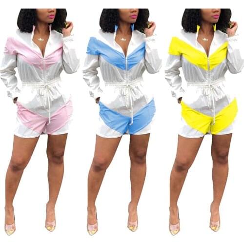 Playsuits and Jumpsuits 2020 Women Summer Romper Pajamas Playsuit Short Overalls Bodysuit Body Suit F0545 Long Sleeve 3 Choices