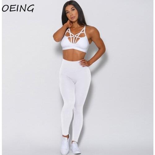 Workout Gym 2 Piece Set Women Fitness Yoga Clothing Tights High Waist Seamless Leggings Bra Tracksuit