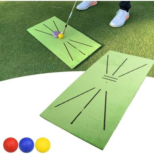 Golf Swing Mat Hitting Batting Direction Mark Trace Indoor/Outdoor Home Garden Golf Swing Training Pad With 3 Pcs Foam Ball