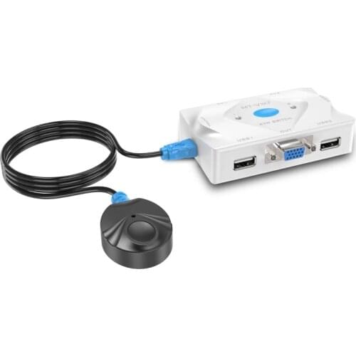 2 Port KVM Switch 2 input 1 output VGA USB Hotkey Wired Remote Controller Select Auto Scan with Cable MT-201KL