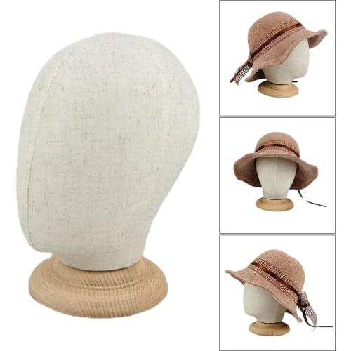 21"Mannequin Cork Head Canvas Block Wig Making Hats Display Holder Stand Wig Head Mannequin Styling Head Hat Stand