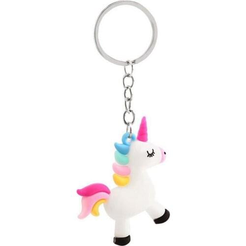 Cartoon Colorful Unicorns Key Chain Doll Key Ring Gift For Women Girls Bag Pendant Figure Charms Key Chains Jewelry Porte Clef