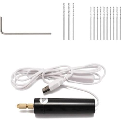 Mini Hand Drill USB Powered Handheld Rotary Drill Set with Twist Drill Bits for Metal Wood Jewelry
