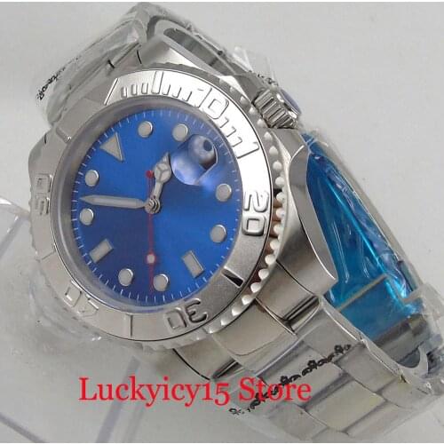 Luxury BLIGER 24 Jewels NH35 Movement Men Wristwatch Blue Sterile Dial Steel Solid Case Stainless Steel Watch Bracelet
