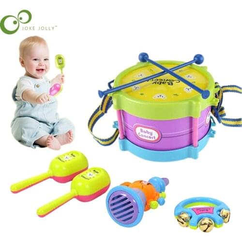 5Pcs Children Drum Trumpet Toy Music Percussion Instrument Band Kit Early Learning Educational Toy Baby Kids Children Gift GYH