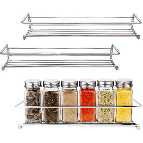 Wall-Mount Spice Racks Aluminum Kitchen Organizer Storage Shelves Utensil Spoon Hanger Hook Kitchen Gadgets Accessories Supplies