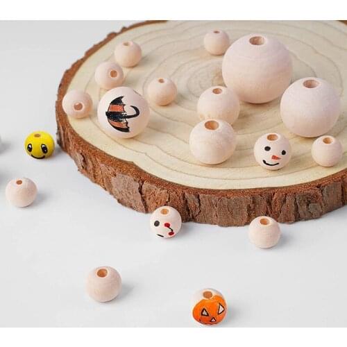 NHBR 1100Pcs Wood Beads Unfinished Round Wooden Loose Beads Wood Spacer Beads for Craft Making Decorations and DIY Crafts