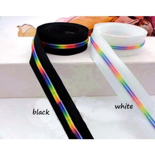 New Style White,Black Tape Gradient Color Teeth 5# 7# Nylon Zipper for Make Clothes,Jacket Coat Decorate Sew Rainbow Zipper Tape