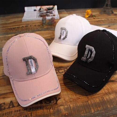 2021 New Rhinestone Baseball Cap Women Colorful Diamond Caps D Letter Hip-pop Hat Summer Casual Snapback Mesh Cap Female Sun Hat
