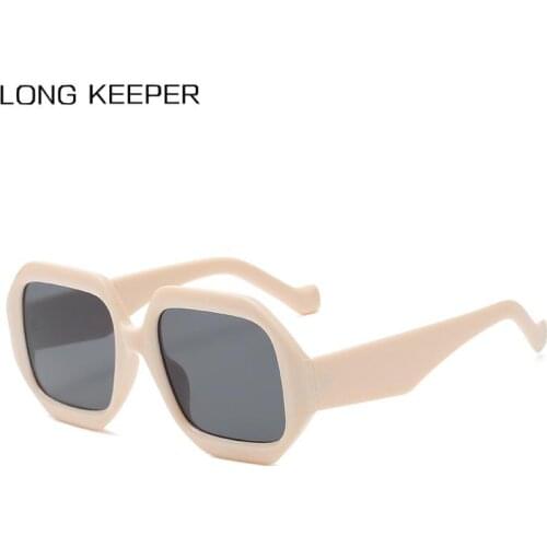 New Polygon Oversized Square Sunglasses Women Vintage Brand Big Frame Sun Glasses Fashion Beige Black Eyewear gafas de sol mujer