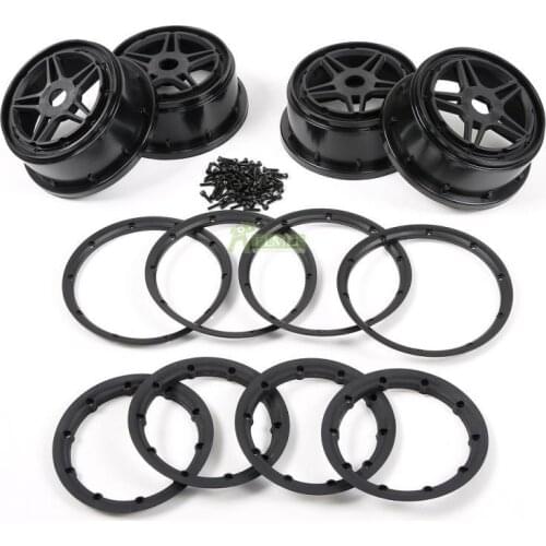 Pentagonal Star Spoke Wheel Hubs With Beadlocks Rings and Screws Set Fit for 1/5 Rovan F5 MCD XS5 RR5 Rc Car Parts