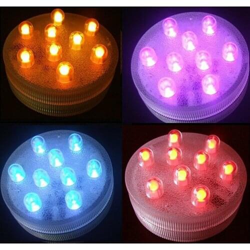 Remote control submersible 9 led base light assorted colour Waterproof Candle Lamp Party Vase Decor RC 80pcs/Carton-Multicolor