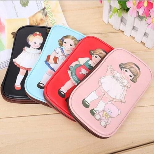 PU School Pencil Case Kawaii Cute Cartoon Penal Pencilcase for Girls Multi Large Pen Bag Stationery Box Storage Pouch Supplies