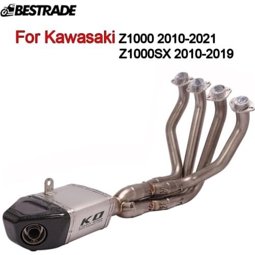 Motorcycle Full Exhaust System For Kawasaki Z1000 2010-2021 Z1000SX 2010-2019 Front Middle Connect Link Pipe Muffler Tips