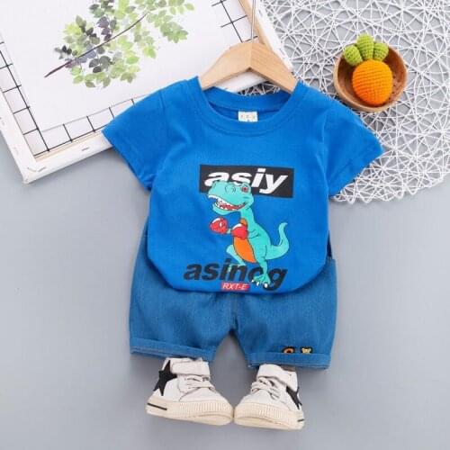 Casual Childrens Clothing Dinosaur Print Clothing Sets Boys Sets T-Shirt+Shorts 2 Pcs Kids Clothes Boys 1-4 Y Baby Boys Clothes