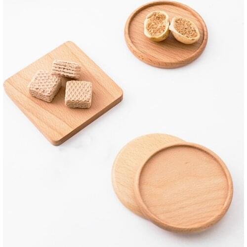 Japanese-style Simple Cup Pad Square Round Wooden Coaster Beech Wood Insulation Coaster Solid Wood Insulation Pad 2021