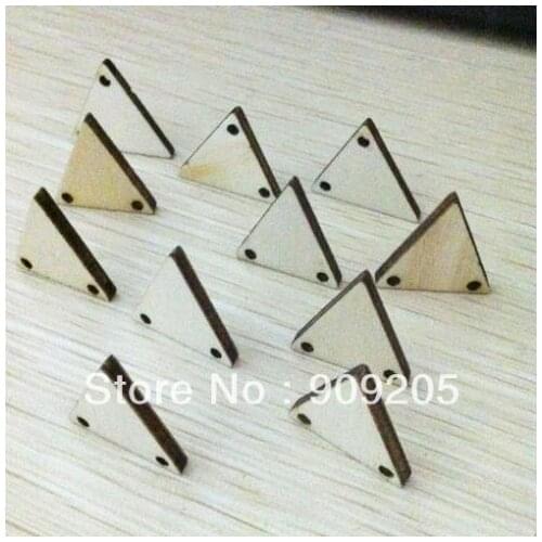 SANSHOOR Diy 20*20mm Unfinished Triangle Tile Chips Wood Double Hole Wooden Beads Accessiories Jewelry 50pcs/lot SMT-144J
