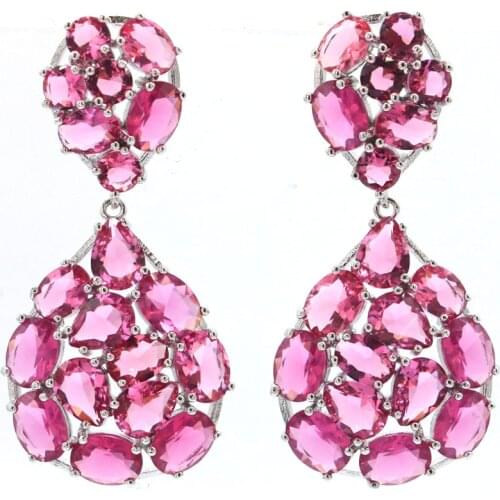 22x18mm Lovely Peacock Created Rich Blue Violet Tanzanite Bright Zircon Daily Wear Silver Earrings