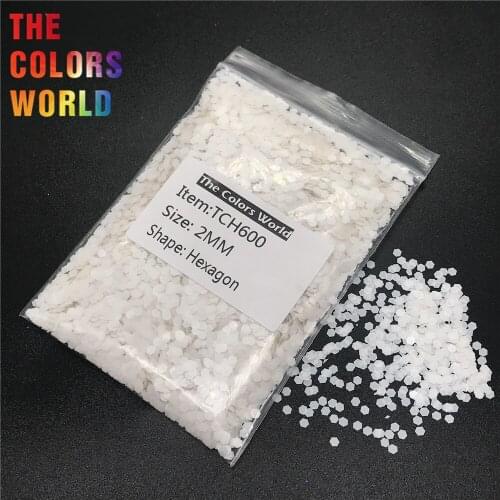 TCH600 Hexagon Shape Matte White Color Nail Glitter Nail Art Decoration Makeup Nail Gel Body Glitter Henna Tattoo Handwork DIY