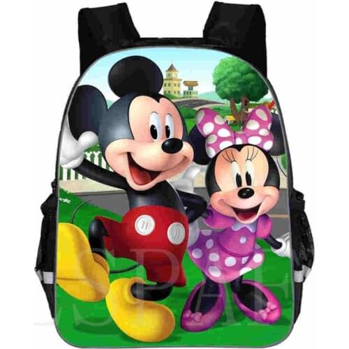 Disney Mickey Minnie Mouse Children Lovely Cartoon Character Print Schoolbag Large Capacity Schoolbag For Primary School student