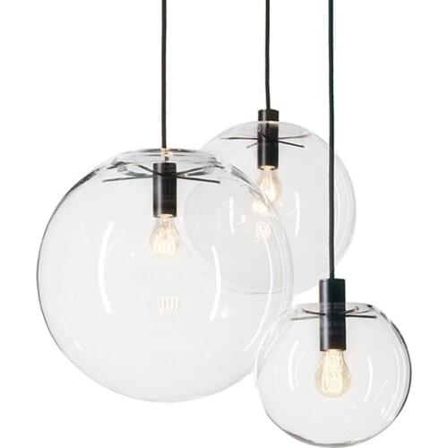 Nordic Modern style Pendant Lights Globe Chrome Lamp Glass Ball Pendant Lamp Transparent Kitchen Light Fixture E27 Home Hanglamp