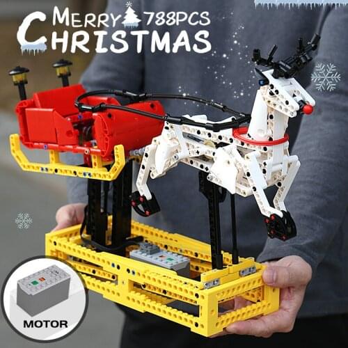 Mould King Building Blocks Creative Toys The Christmas Santa Reindeer Sleigh Assembly Bricks Kids Educational Toy Christmas Gift