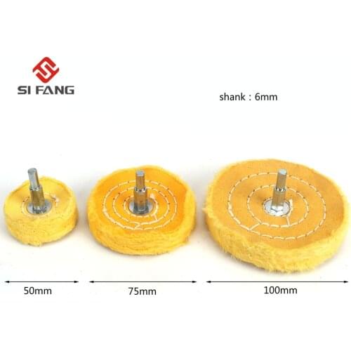 T-shaped 50-100mm Cotton Cloth Buffer Polishing Wheel Set Mirror Polishing Buffer Cotton Pad with 6mm Shank for Metal Wood