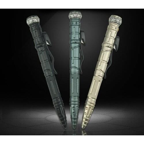A358 Fingertip gyro tactical pen Multifunctional defense Tungsten steel head Outdoor LED lighting decompression self-defense pen