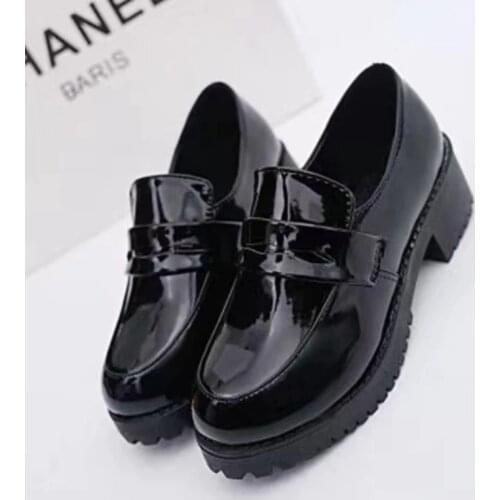 LLUUMIU lolita shoes platform Women Uniform JK Round Toe Women School Students Cosplay Shoes Rubber Sole leather Japanese Shoes