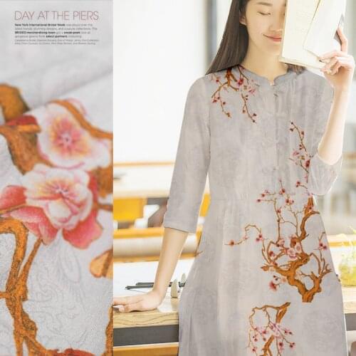 35mm heavy silk fabric 120cm wide digital printing chinese silk fabric dress natural linen fabric wholesale linen cloth