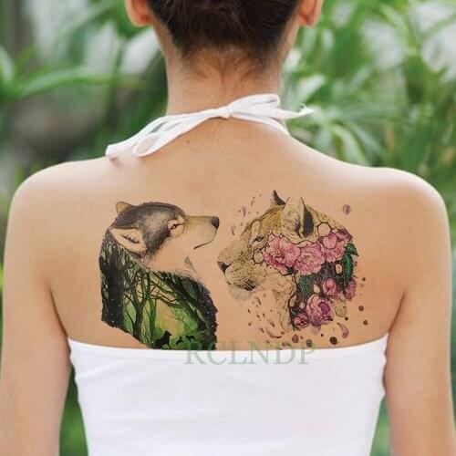 Waterproof Temporary Tattoo Sticker on body wolf tiger forest tatto stickerss flash tatoo fake tattoos for women girl