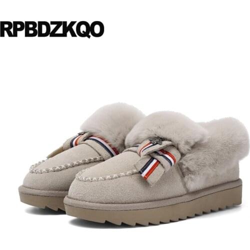 Fur fashion genuine leather winter suede female designer shoes women luxury 2019 china flats chinese round toe ladies slip on