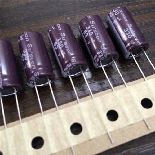 10pcs 330uF 63V Suscon SD Series 10x20mm High Frequency Low Impedance 63V330uF Aluminum Electrolytic capacitor