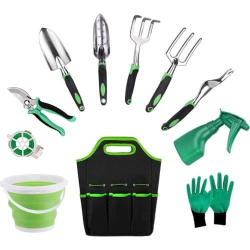 11PCS Garden Tools Bonsai Tools Garden Furniture Sets Hand Trowel Shovel Rake Cultivator Weeder Ergonomic Handle Lawn Farmland