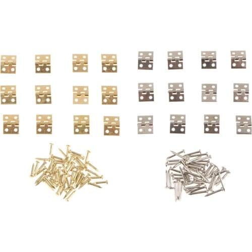 12Pcs 180° Mini Small Butt Hinges Jewelry Cigar Box Miniature Dollhouse Cabinet Drawer Furniture Hinges
