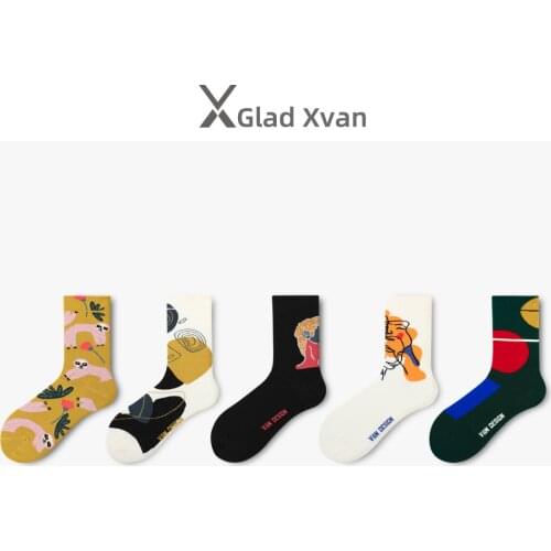 2020 Retro Art Couple Socks Cotton Flower Women Socks Funny Unisex Long Socks High Stretch Men Crew Socks носки женские 36-42