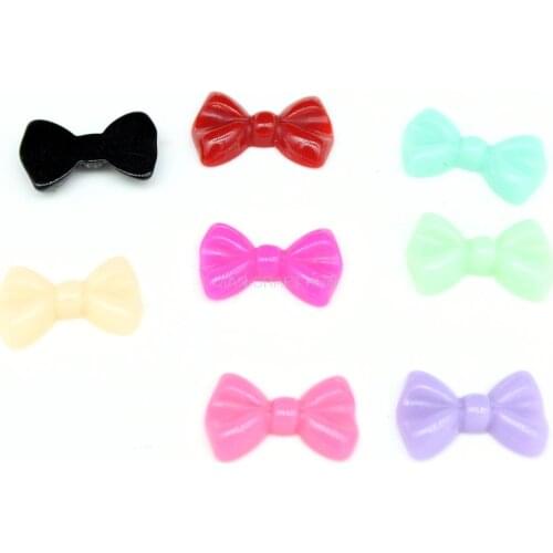 250pcs Mixed Colors ribbon Bow Resin Cabochons 22mm Small Kawaii Solid Color Bow Flatback Resin Cabochons