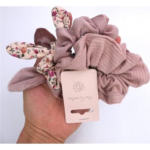 4 PCS Scrunchies with Tag packaging,Hair Bun Elastic Bands Baby Girls Women Scrunchies for Hair Accessories