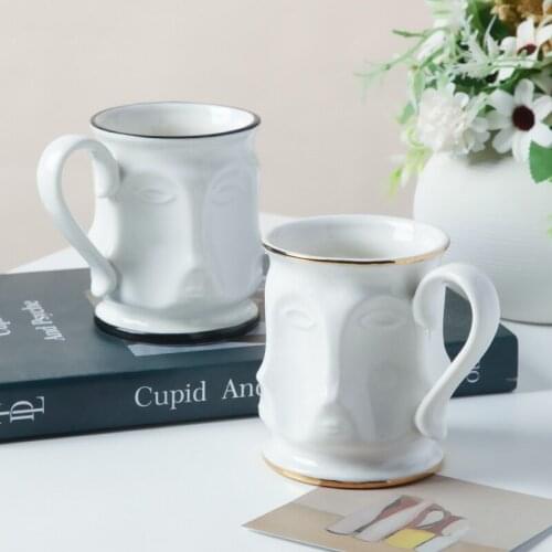 White Multi-face Mugs Drink Cups Travel Kitchen Accessories Tableware for Coffee Tea Ceramic Personalized Birthday Style Shape