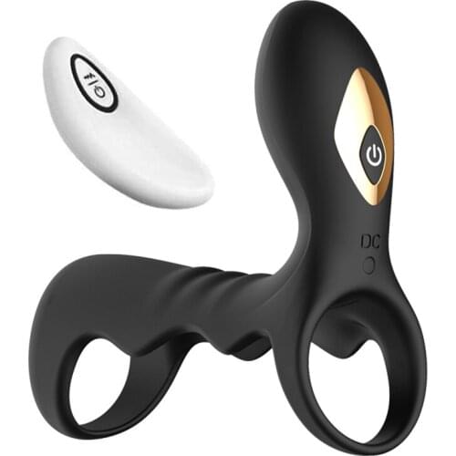 Wireless Control Vibrating Penis Ring with Double Ring for Man Longer Lasting Erections for Couples Women Clitoris Stimulate
