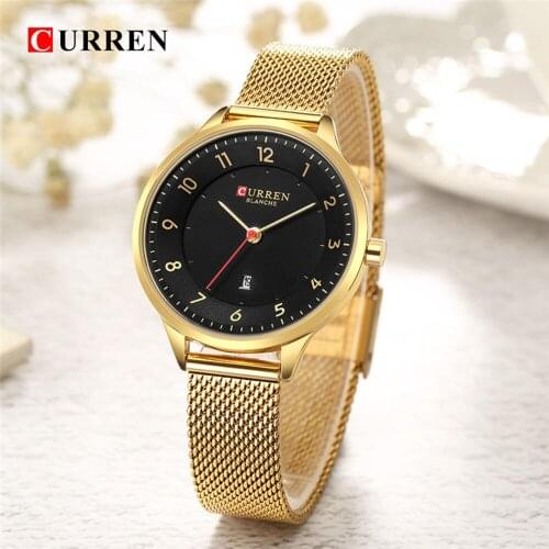 CURREN Brand Watches For Womens Luxury Gold Steel Quartz Watch Women Fashion Ladies Clock relogio feminino